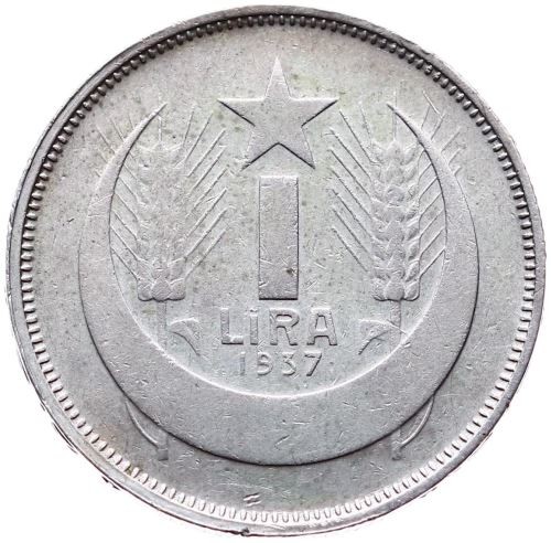 1 Lira 1937 Ön Yüz