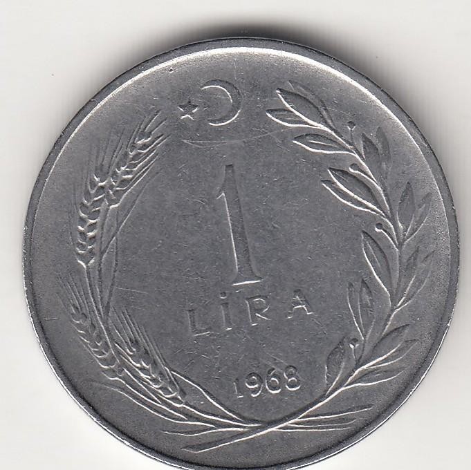 1 Lira 1968 Ön Yüz