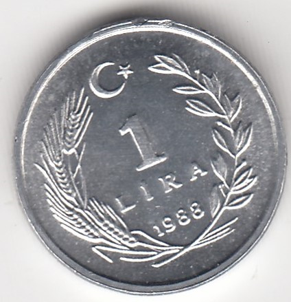 1 Lira 1988 Ön Yüz