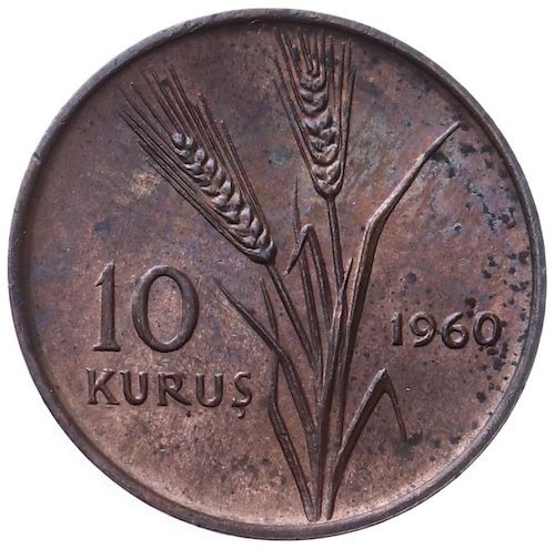 10 Kuruş 1960 Ön Yüz