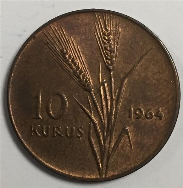 10 Kuruş 1964 Ön Yüz