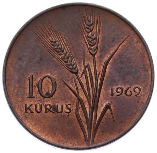 10 Kuruş 1969 Ön Yüz