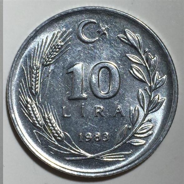 10 Lira 1983 Arka Yüz