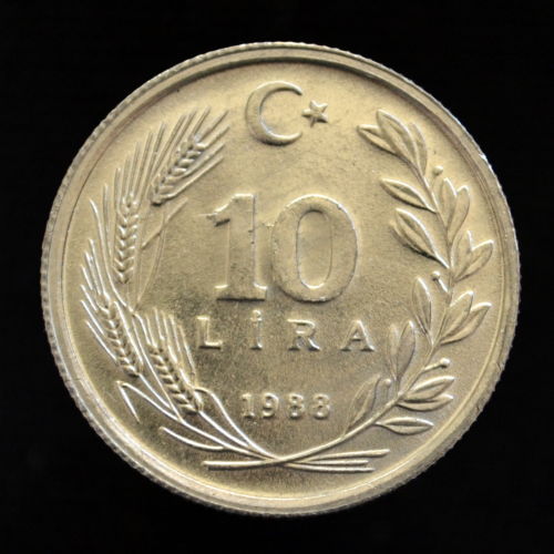 10 Lira 1988 Arka Yüz