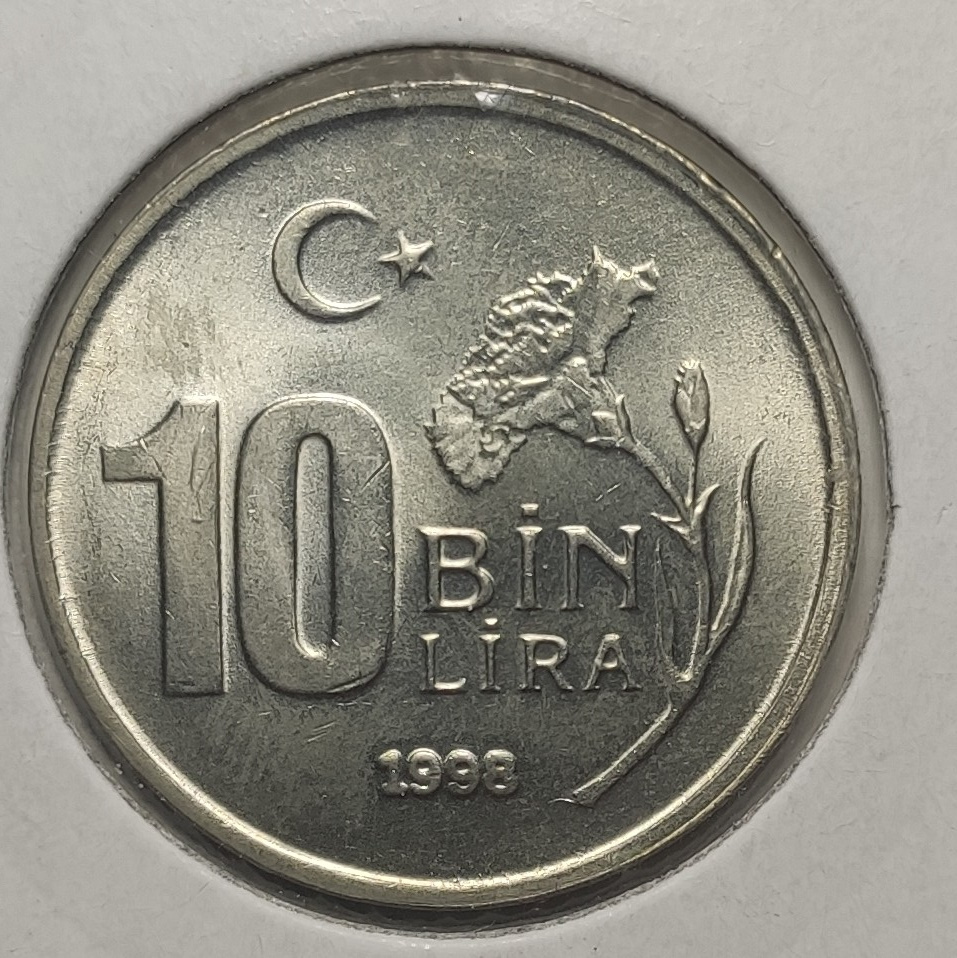 10 Bin Lira 1998 Arka Yüz