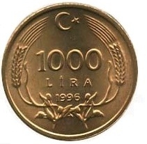 1000 Lira 1996 Arka Yüz