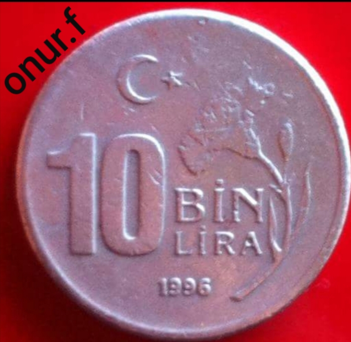 10.000 Lira (Dış Çerçeve Eksik) 1996