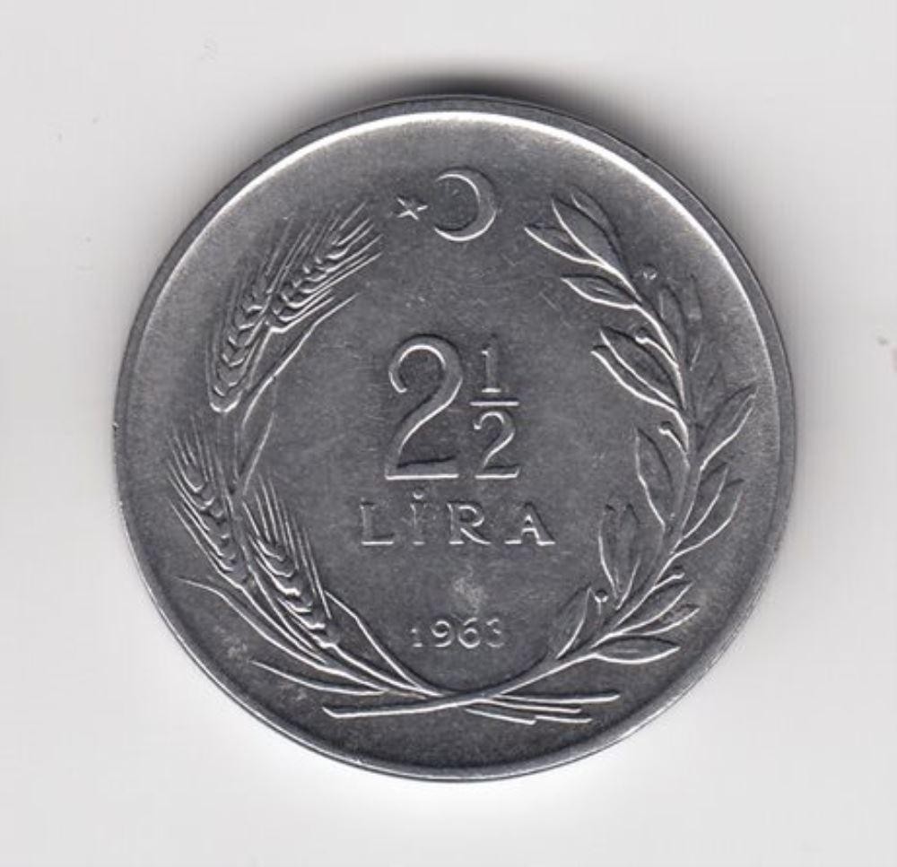 2 1/2 Lira 1963 Ön Yüz