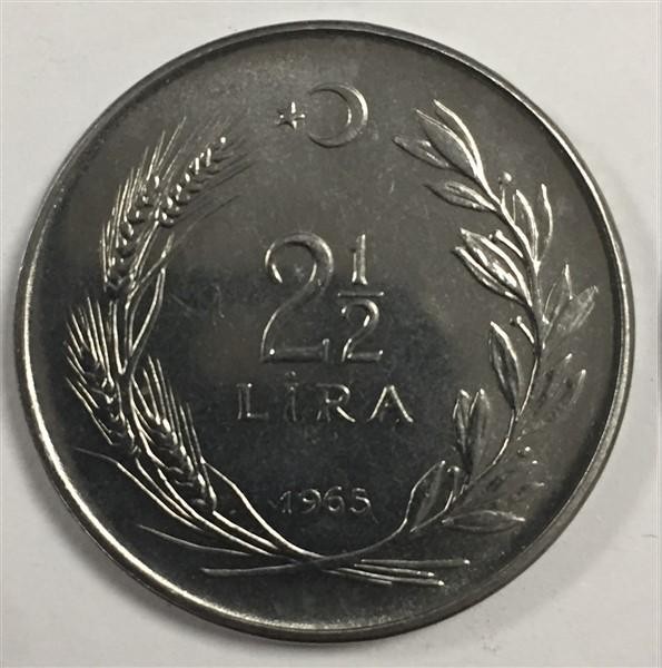 2 1/2 Lira 1965 Ön Yüz