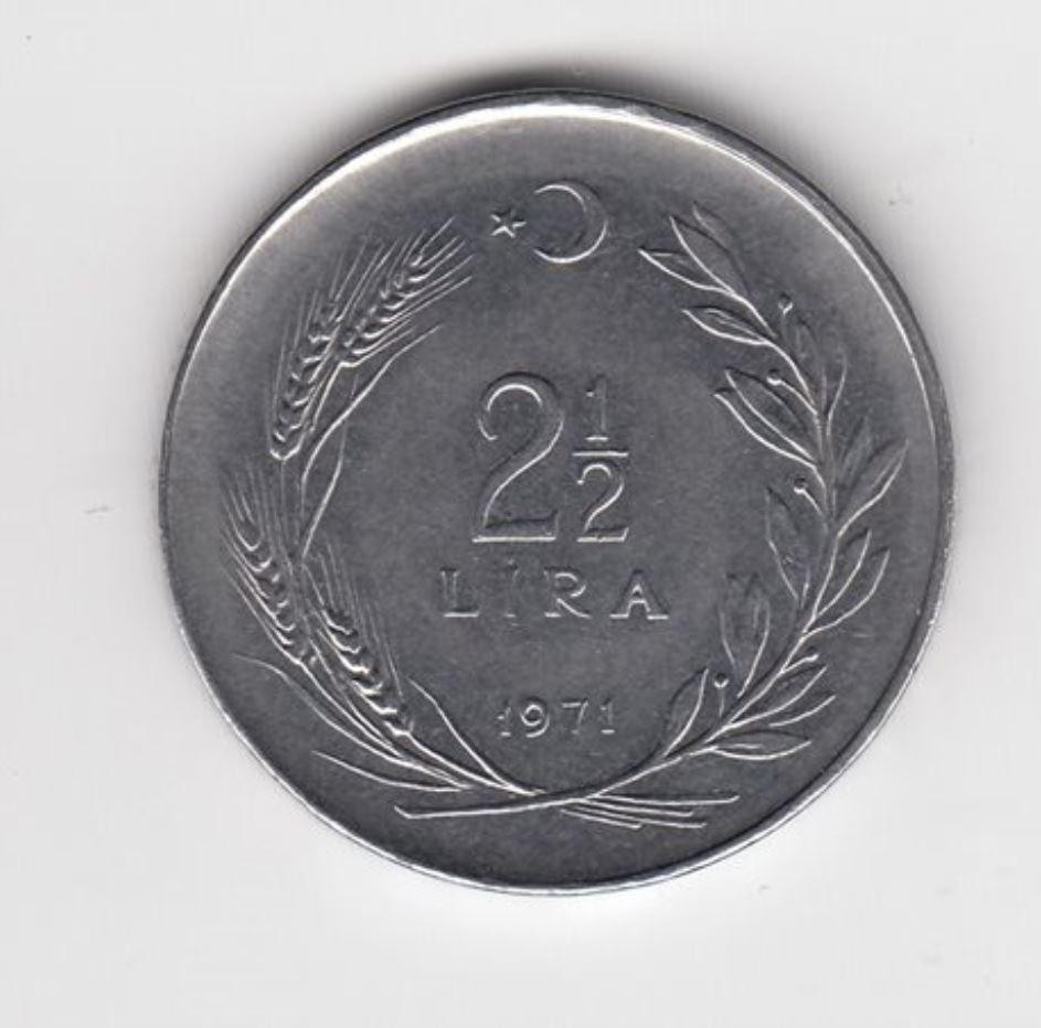 2 1/2 Lira 1971 Ön Yüz