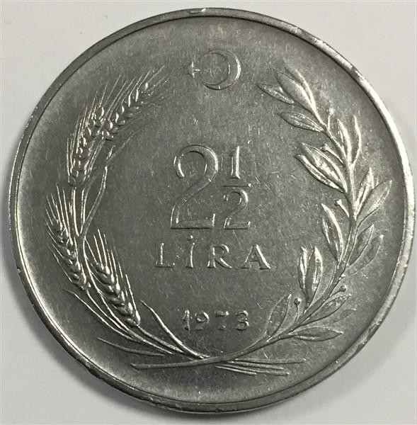 2 1/2 Lira 1973 Ön Yüz