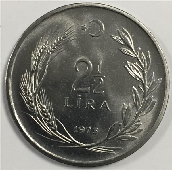 2 1/2 Lira 1975 Ön Yüz