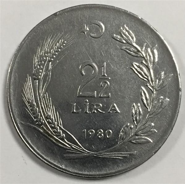2 1/2 Lira 1980 Ön Yüz