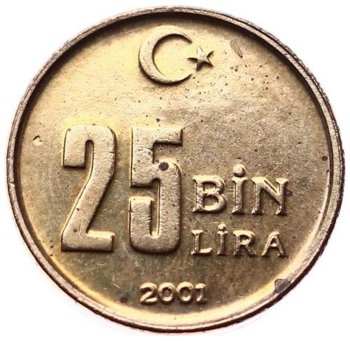 25 Bin Lira 2001 Ön Yüz