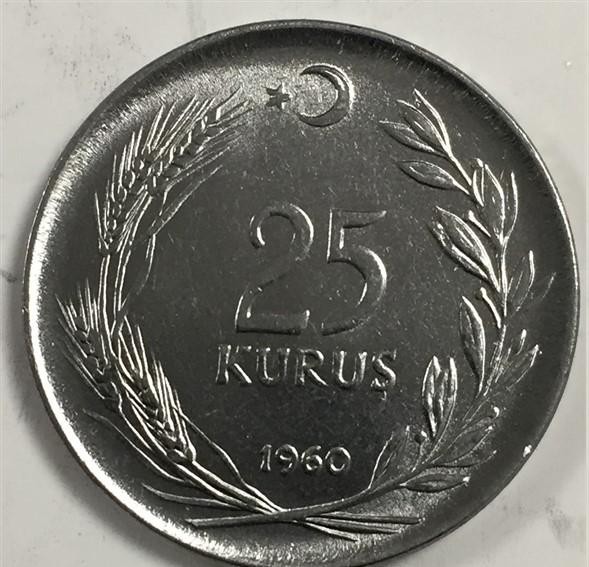 25 Kuruş 1960 Ön Yüz