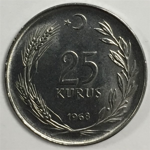 25 Kuruş 1968 Arka Yüz