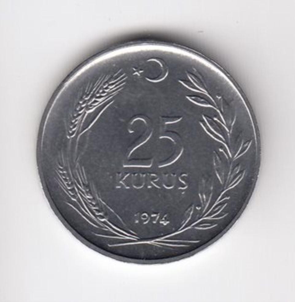 25 Kuruş 1974 Ön Yüz