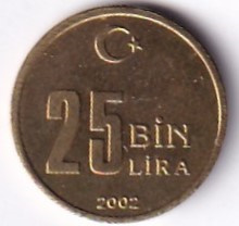 25 Bin Lira 2002 Ön Yüz