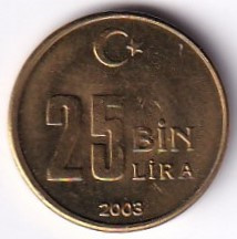 25 Bin Lira 2003 Ön Yüz