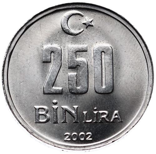 250.000 Lira 2002 Ön Yüz