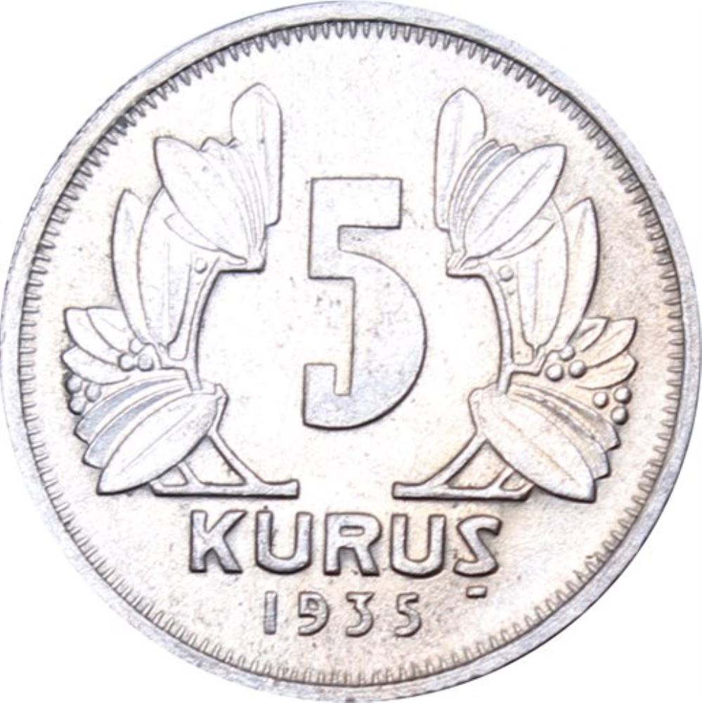 5 Kuruş 1935 Ön Yüz