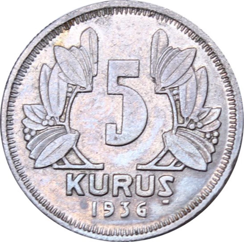 5 Kuruş 1936 Arka Yüz