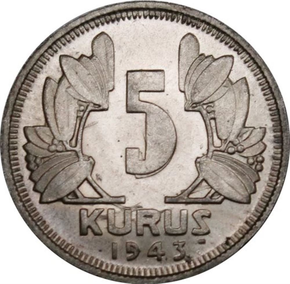 5 Kuruş 1943 Arka Yüz