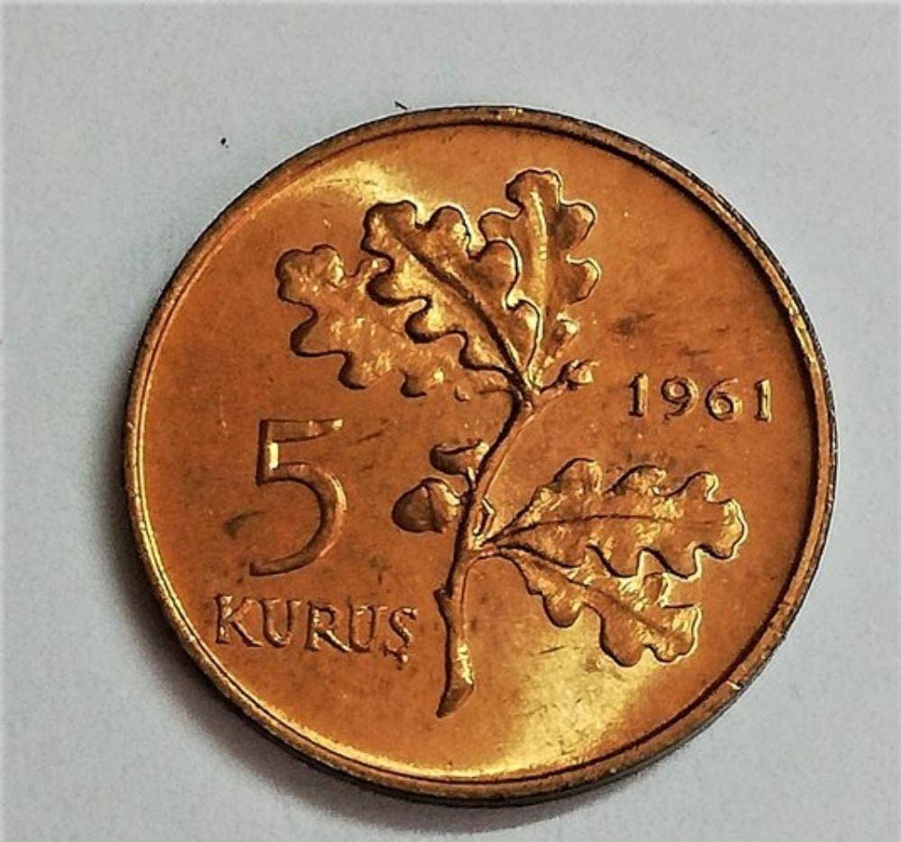 5 Kuruş 1961 Arka Yüz