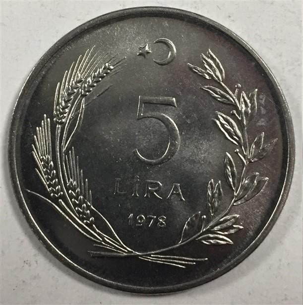 5 Lira 1978 Ön Yüz