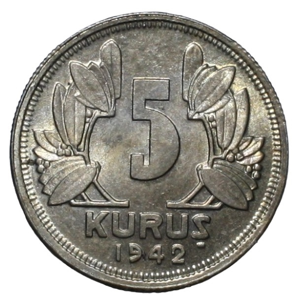 5 Kuruş 1942 Ön Yüz