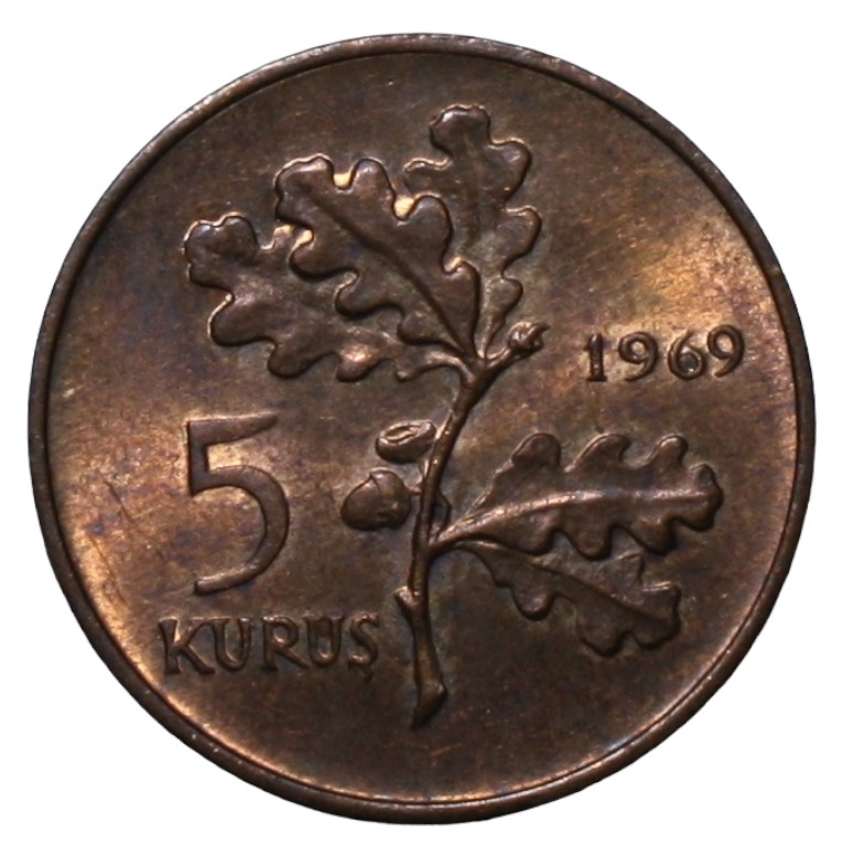 5 Kuruş 1969 Ön Yüz