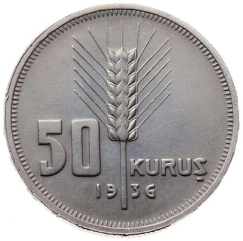 50 Kuruş 1936 Ön Yüz