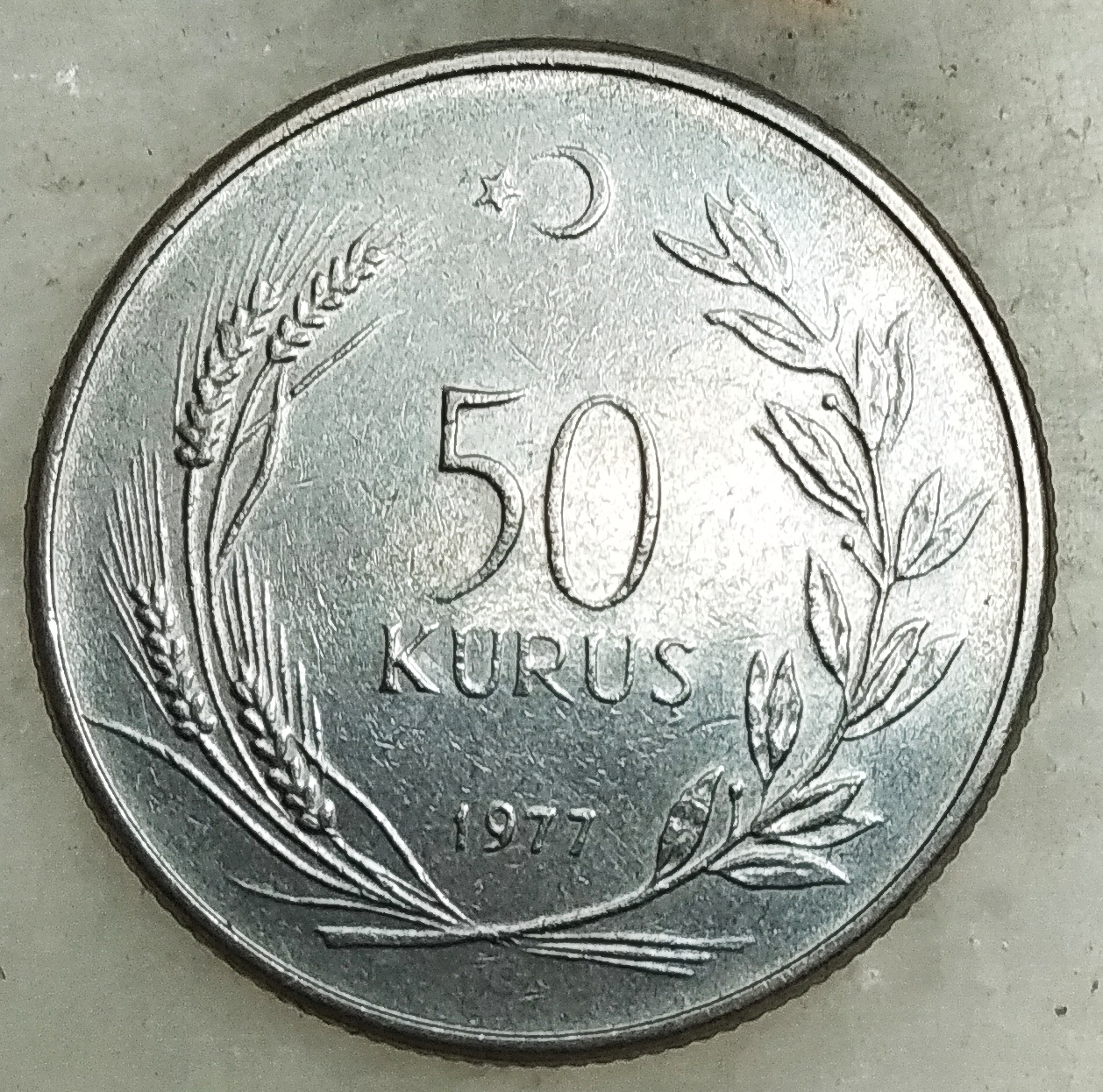 50 Kuruş 1977 Ön Yüz