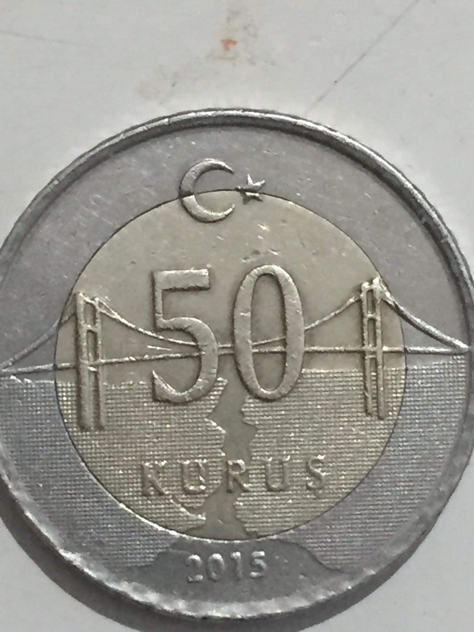 50 Kuruş (Çatlak Kalıp) 2015 Ön Yüz