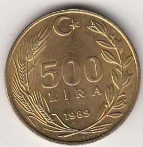 500 Lira (Meksika Baskısı) 1989 Ön Yüz