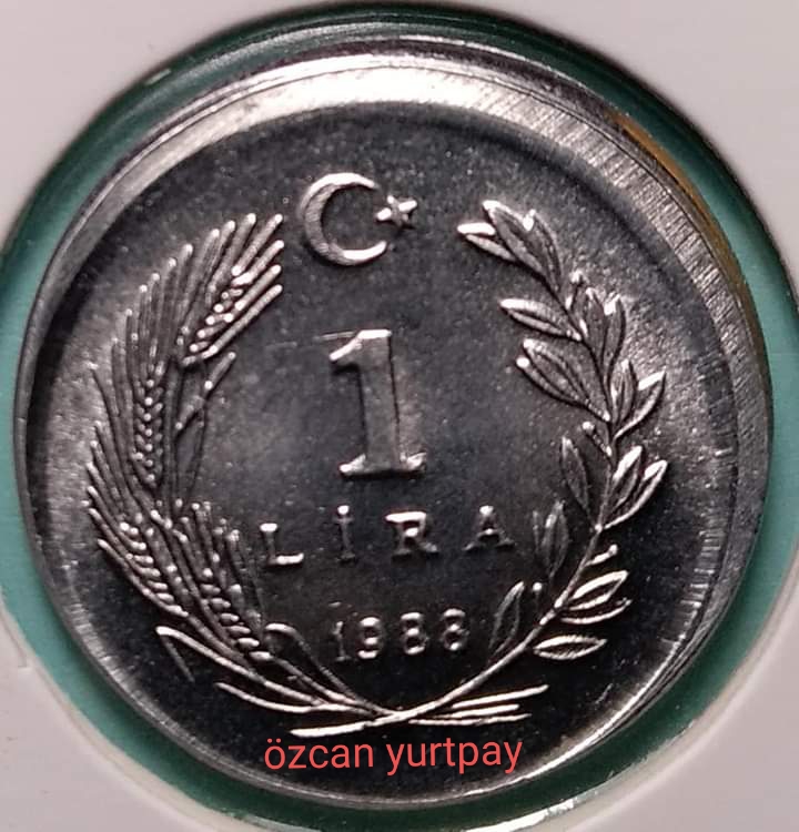 1 Lira (Kayık Baskı) 1988 Arka Yüz