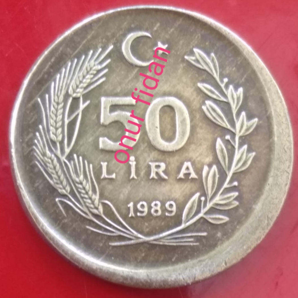 50 Lira (Kayık Baskı) 1989 Arka Yüz