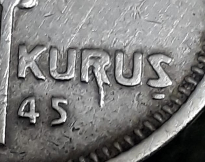 25 Kuruş (R harfi çapaklı) 1945 Arka Yüz