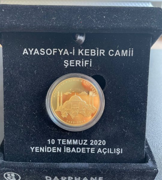 2020 DARPHANE AYASOFYA HATIRA GÜMÜŞ ÜZERİ ALTIN KAPLAMA PARA KUTULU SERTİFİKALI 