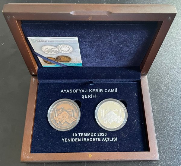 2020 DARPHANE AYASOFYA HATIRA PARA GÜMÜŞ VE BRONZ TAKIM KUTULU SERTİFİKALI