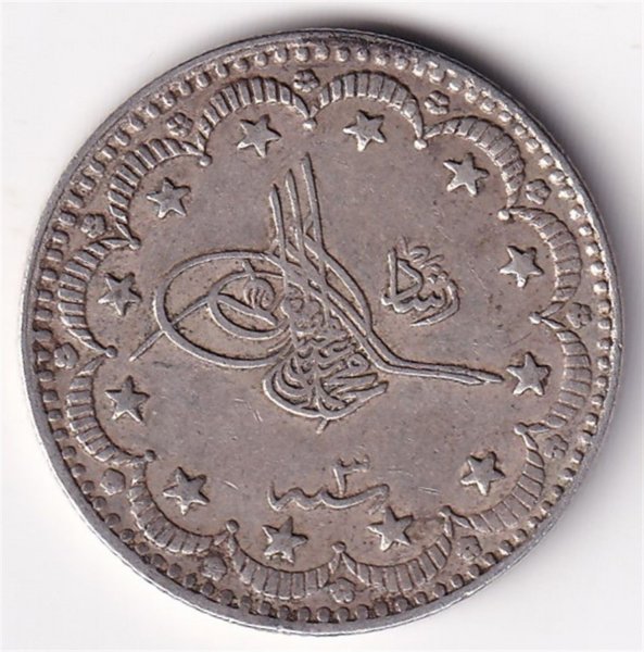 Sultan V. Mehmed Reşad, Gümüş 5 Kuruş 1327/3 (1911) ÇT/ÇÇT Eski Madeni Para