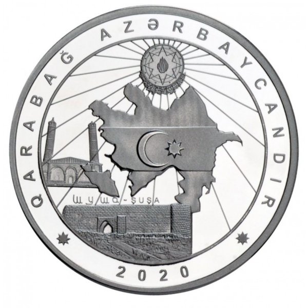 Karabağ Azerbaycandır1 Gümüş Çil Sertifikalı 50Manat 2020 Azerice PDA680