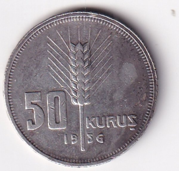 1936 GÜMÜŞ 50 KURUŞ ÇÇT+