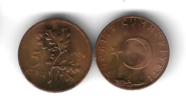 1974 Yılı Tedavül 5 Kuruş ÇİL