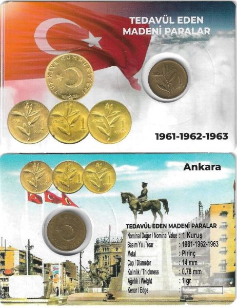 1962 YILI TEDAVÜL PİRİNÇ 1 KURUŞ ÖZEL KİTİNDE ÇİL