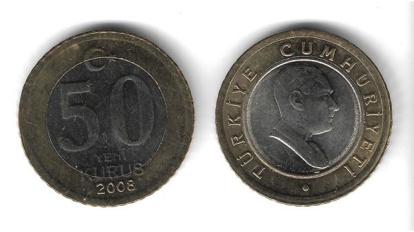 2008 YILI TEDAVÜL PİRİNÇ 50 YENİ KURUŞ ÇİL