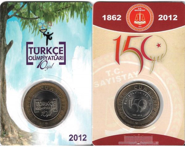 2012 YILI SAYIŞTAY'IN 150. YILI VE 2012 YILI TÜRKÇE OLİMPİYATLARI 1 LİRA HATIRA PARA KİTİNDE ÇİL