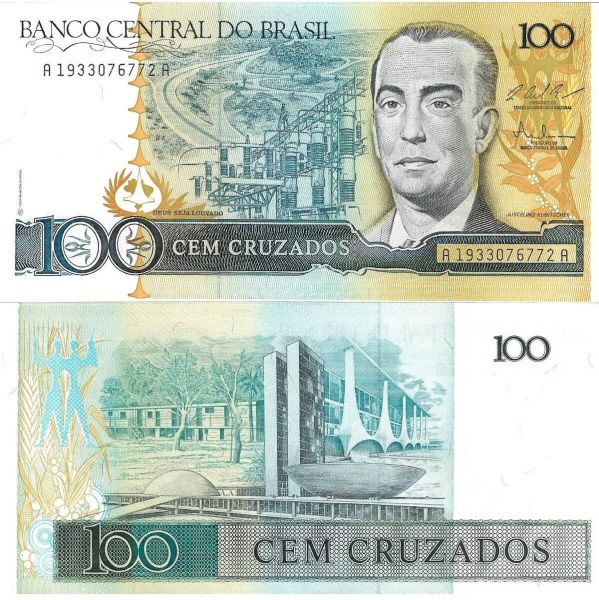 BREZİLYA 100 CRUZADOS YABANCI KAĞIT PARA ÇİL (UNC) KOLEKSİYON PARA