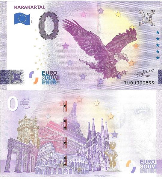 TÜRKİYE HATIRA 0 EURO KARAKARTAL KAĞIT HATIRA PARA ÇİL (UNC) KOLEKSİYON PARA