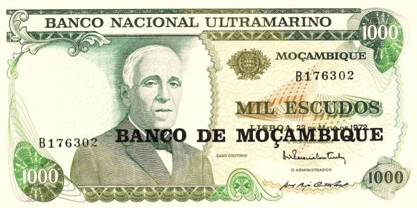 1972 Yılı mozambik 1000  Escudos Çil Kondüsyon